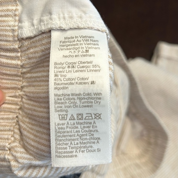 J. Crew Cream Striped Linen Blend Ankle Pants - Picture 2 of 3